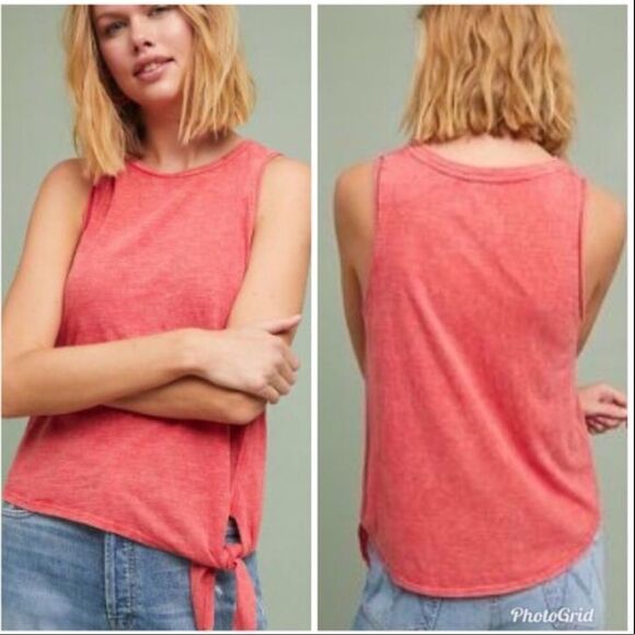 MAEVE Knotted Tank Top‎ Sleeveless Side Tie Burnout Anthro Faded Red XS New - Picture 7 of 7